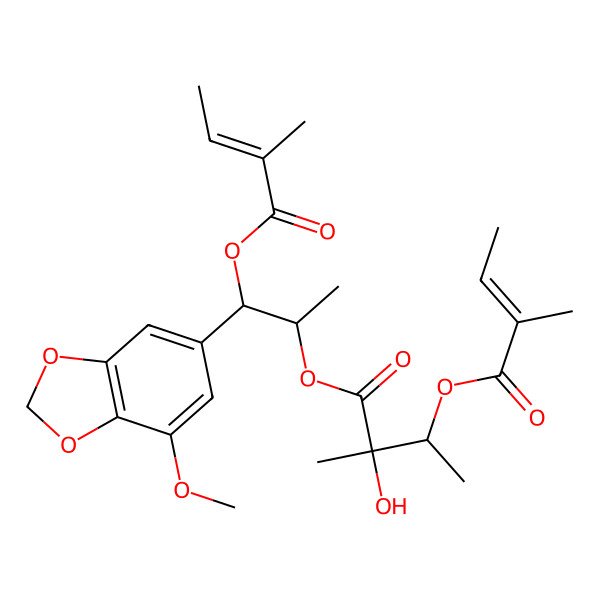 2D Structure of [1-(7-methoxy-1,3-benzodioxol-5-yl)-1-[(E)-2-methylbut-2-enoyl]oxypropan-2-yl] 2-hydroxy-2-methyl-3-[(E)-2-methylbut-2-enoyl]oxybutanoate