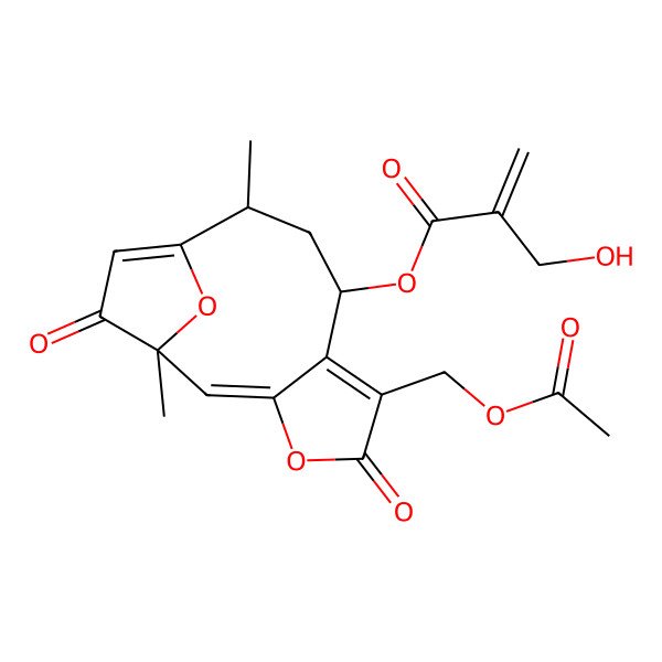 2D Structure of [(1S,2E,8S,10S)-6-(acetyloxymethyl)-1,10-dimethyl-5,13-dioxo-4,14-dioxatricyclo[9.2.1.03,7]tetradeca-2,6,11-trien-8-yl] 2-(hydroxymethyl)prop-2-enoate