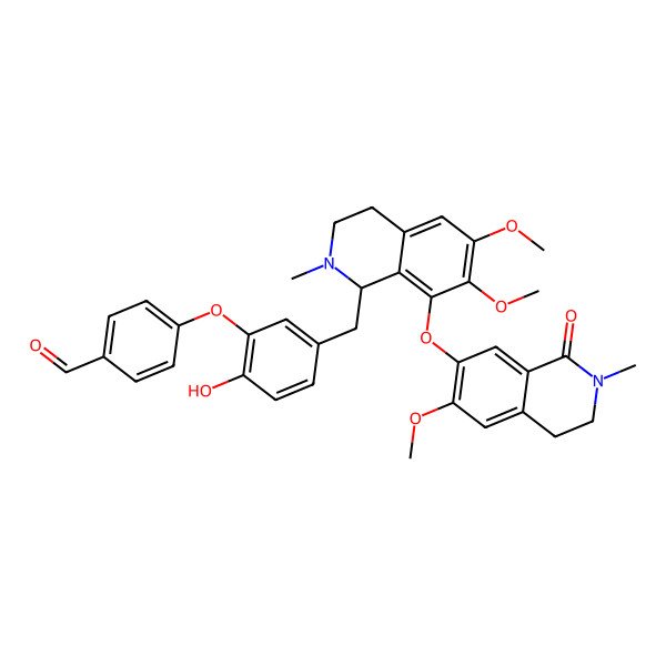 2D Structure of 4-[5-[[6,7-dimethoxy-8-[(6-methoxy-2-methyl-1-oxo-3,4-dihydroisoquinolin-7-yl)oxy]-2-methyl-3,4-dihydro-1H-isoquinolin-1-yl]methyl]-2-hydroxyphenoxy]benzaldehyde