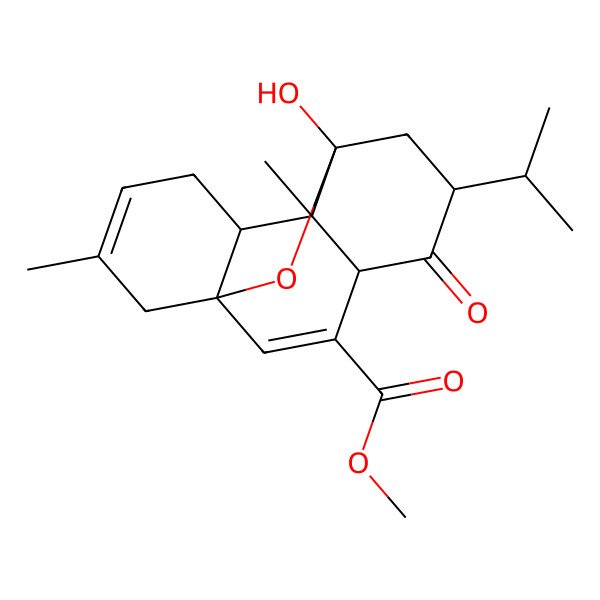 2D Structure of methyl (1S,4R,6R,8S,9R)-8-hydroxy-9,13-dimethyl-5-oxo-6-propan-2-yl-15-oxatetracyclo[6.6.1.01,10.04,9]pentadeca-2,12-diene-3-carboxylate