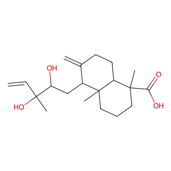 2D Structure of (1R,4aR,5S,8aR)-5-[(2S,3S)-2,3-dihydroxy-3-methylpent-4-enyl]-1,4a-dimethyl-6-methylidene-3,4,5,7,8,8a-hexahydro-2H-naphthalene-1-carboxylic acid
