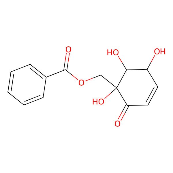 2D Structure of (1,5,6-Trihydroxy-2-oxocyclohex-3-en-1-yl)methyl benzoate 2D Structure of (1,5,6-Trihydroxy-2-oxocyclohex-3-en-1-yl)methyl benzoate