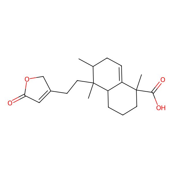 2D Structure of 1,5,6-trimethyl-5-[2-(5-oxo-2H-furan-3-yl)ethyl]-2,3,4,4a,6,7-hexahydronaphthalene-1-carboxylic acid