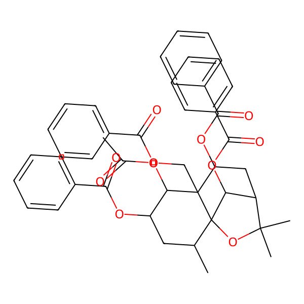 2D Structure of [(1S,2R,4S,5R,6R,7S,9R,12S)-5-acetyloxy-4,7,12-tribenzoyloxy-2,10,10-trimethyl-11-oxatricyclo[7.2.1.01,6]dodecan-6-yl]methyl benzoate
