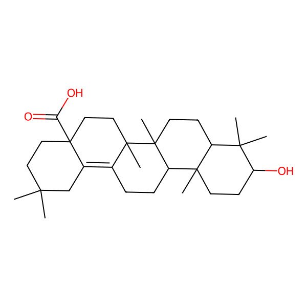 2D Structure of (4aS,6aR,6aS,6bR,8aR,10S,12aR)-10-hydroxy-2,2,6a,6b,9,9,12a-heptamethyl-1,3,4,5,6,6a,7,8,8a,10,11,12,13,14-tetradecahydropicene-4a-carboxylic acid