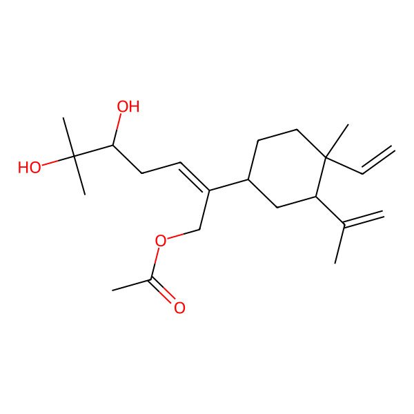 2D Structure of [(Z,5R)-2-[(1S,3R,4R)-4-ethenyl-4-methyl-3-prop-1-en-2-ylcyclohexyl]-5,6-dihydroxy-6-methylhept-2-enyl] acetate