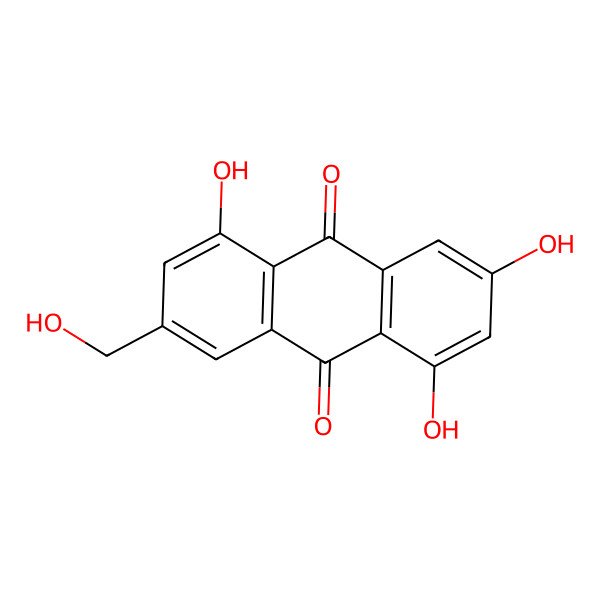 2D Structure of 1,5,7-Trihydroxy-3-hydroxymethylanthraquinone