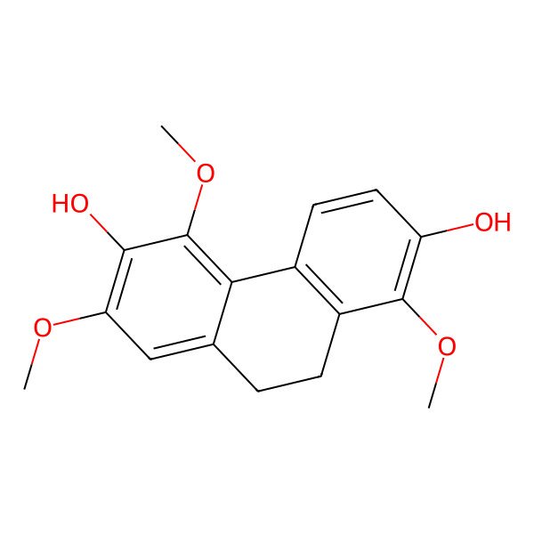 2D Structure of 1,5,7-Trimethoxy-9,10-dihydrophenanthrene-2,6-diol 2D Structure of 1,5,7-Trimethoxy-9,10-dihydrophenanthrene-2,6-diol