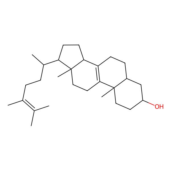 2D Structure of (3S,5S,10S,13R,14R,17R)-17-[(2R)-5,6-dimethylhept-5-en-2-yl]-10,13-dimethyl-2,3,4,5,6,7,11,12,14,15,16,17-dodecahydro-1H-cyclopenta[a]phenanthren-3-ol