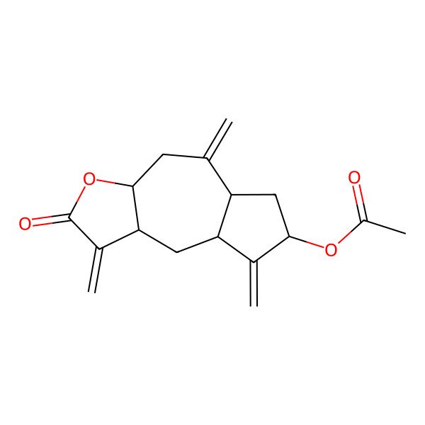 2D Structure of (1,5,8-Trimethylidene-2-oxo-3a,4,5a,6,7,8a,9,9a-octahydroazuleno[6,5-b]furan-7-yl) acetate