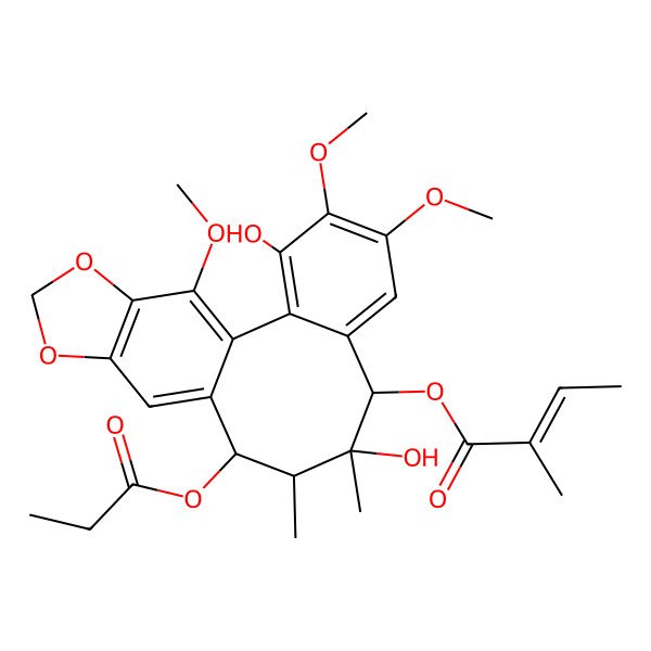 2D Structure of [(8S,9S,10S,11R)-3,9-dihydroxy-4,5,19-trimethoxy-9,10-dimethyl-11-propanoyloxy-15,17-dioxatetracyclo[10.7.0.02,7.014,18]nonadeca-1(19),2,4,6,12,14(18)-hexaen-8-yl] (Z)-2-methylbut-2-enoate