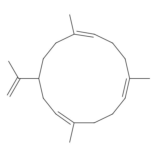 2D Structure of 1,5,9-Cyclotetradecatriene, 13-isopropenyl-2,6,10-trimethyl-, (-)-