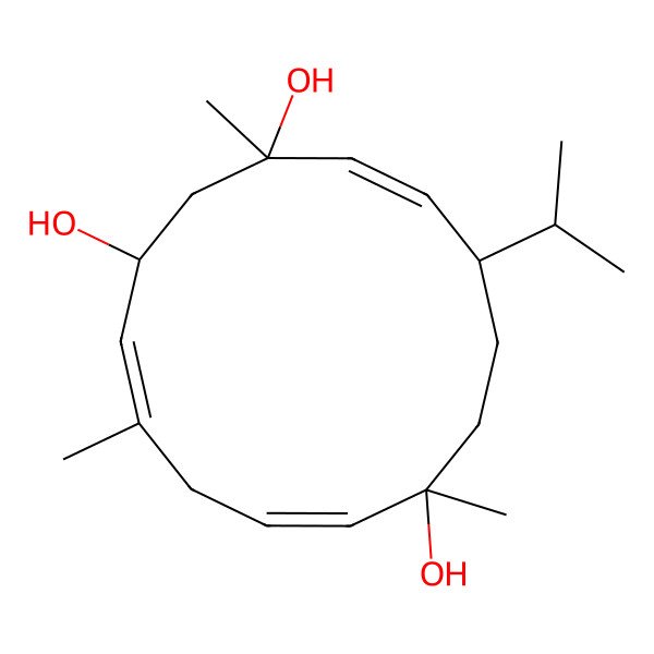 2D Structure of 1,5,9-Trimethyl-12-propan-2-ylcyclotetradeca-4,7,13-triene-1,3,9-triol