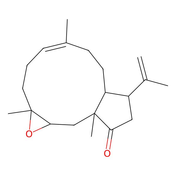 2D Structure of 1,5,9-Trimethyl-13-prop-1-en-2-yl-4-oxatricyclo[10.3.0.03,5]pentadec-8-en-15-one