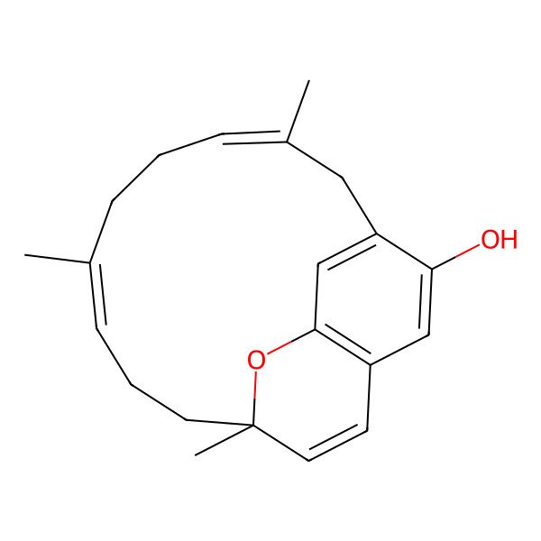 2D Structure of 1,5,9-Trimethyl-17-oxatricyclo[9.5.3.014,18]nonadeca-4,8,11(19),12,14(18),15-hexaen-12-ol