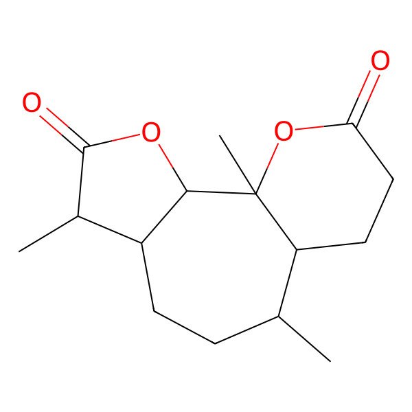 2D Structure of 1,5,9-Trimethyl-3,14-dioxatricyclo[8.4.0.02,6]tetradecane-4,13-dione