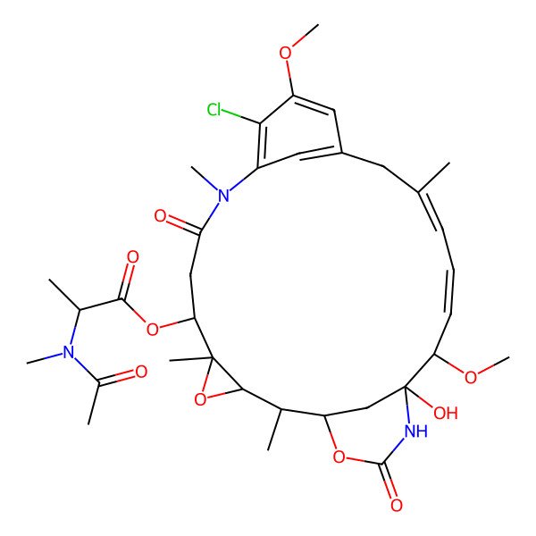 2D Structure of [(1S,2R,3S,5S,6S,20R,21S)-11-chloro-21-hydroxy-12,20-dimethoxy-2,5,9,16-tetramethyl-8,23-dioxo-4,24-dioxa-9,22-diazatetracyclo[19.3.1.110,14.03,5]hexacosa-10,12,14(26),16,18-pentaen-6-yl] (2S)-2-[acetyl(methyl)amino]propanoate