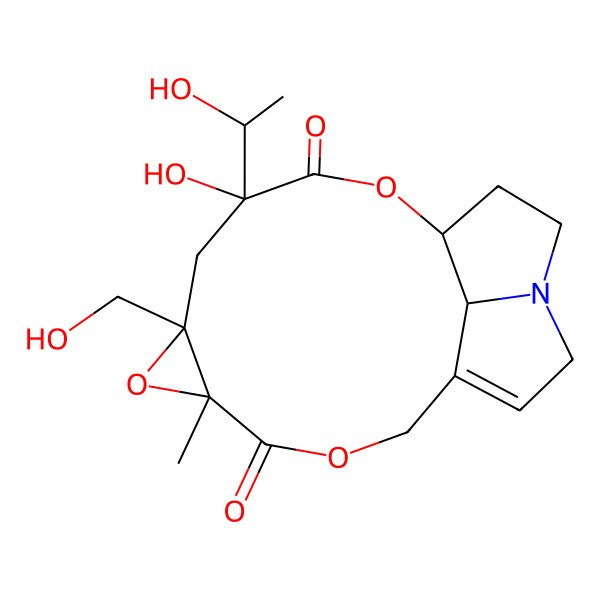 2D Structure of 9-Hydroxy-9-(1-hydroxyethyl)-7-(hydroxymethyl)-5-methyl-3,6,11-trioxa-15-azatetracyclo[10.5.1.05,7.015,18]octadec-1(17)-ene-4,10-dione