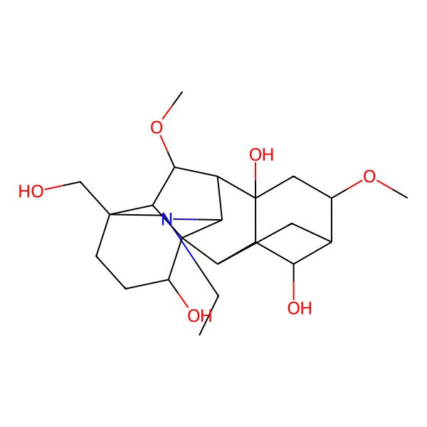 2D Structure of (1S,2R,3R,4S,5S,6S,8S,9R,10R,13S,16S,17R,18S)-11-ethyl-13-(hydroxymethyl)-6,18-dimethoxy-11-azahexacyclo[7.7.2.12,5.01,10.03,8.013,17]nonadecane-4,8,16-triol