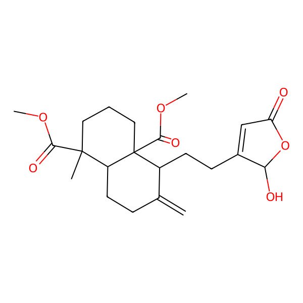 2D Structure of dimethyl 5-[2-(2-hydroxy-5-oxo-2H-furan-3-yl)ethyl]-1-methyl-6-methylidene-3,4,5,7,8,8a-hexahydro-2H-naphthalene-1,4a-dicarboxylate