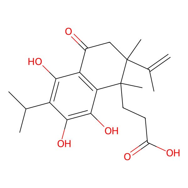 2D Structure of 3-[(1S,2S)-5,7,8-trihydroxy-1,2-dimethyl-4-oxo-6-propan-2-yl-2-prop-1-en-2-yl-3H-naphthalen-1-yl]propanoic acid