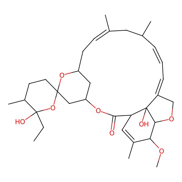 2D Structure of (1R,2'R,3'S,4S,6R,8R,10E,13R,14E,16E,20R,21R,24S)-2'-ethyl-2',24-dihydroxy-21-methoxy-3',11,13,22-tetramethylspiro[3,7,19-trioxatetracyclo[15.6.1.14,8.020,24]pentacosa-10,14,16,22-tetraene-6,6'-oxane]-2-one