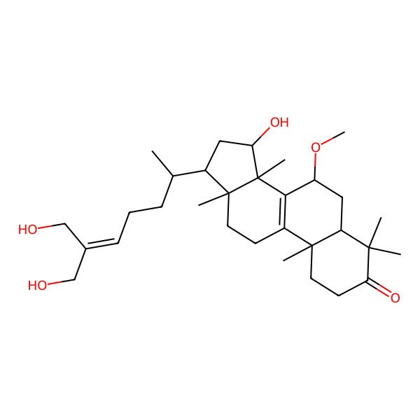 2D Structure of 15a,26,27-Trihydroxy-7a-methoxy-8,24-lanostadien-3-one