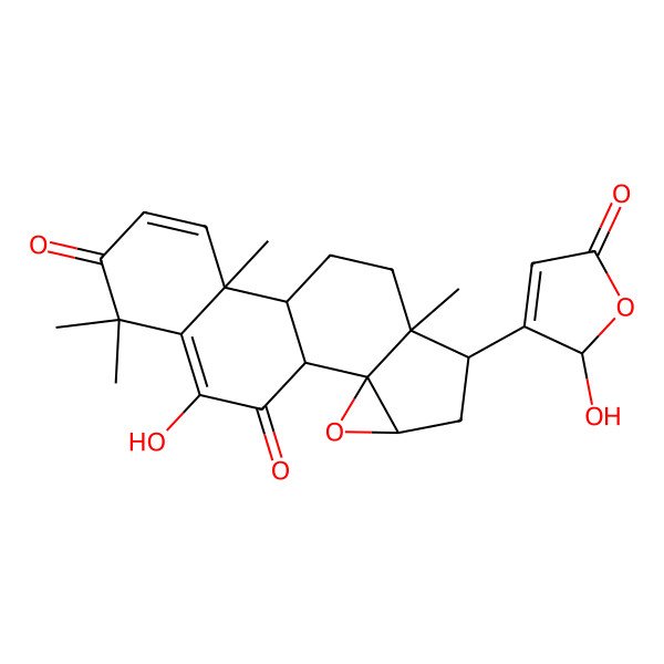 2D Structure of 17-hydroxy-6-(2-hydroxy-5-oxo-2H-furan-3-yl)-7,11,15,15-tetramethyl-3-oxapentacyclo[8.8.0.02,4.02,7.011,16]octadeca-12,16-diene-14,18-dione