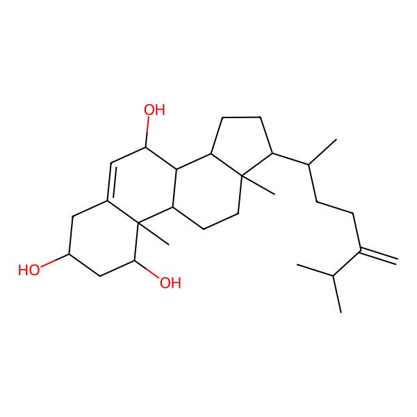 2D Structure of 10,13-dimethyl-17-(6-methyl-5-methylideneheptan-2-yl)-2,3,4,7,8,9,11,12,14,15,16,17-dodecahydro-1H-cyclopenta[a]phenanthrene-1,3,7-triol