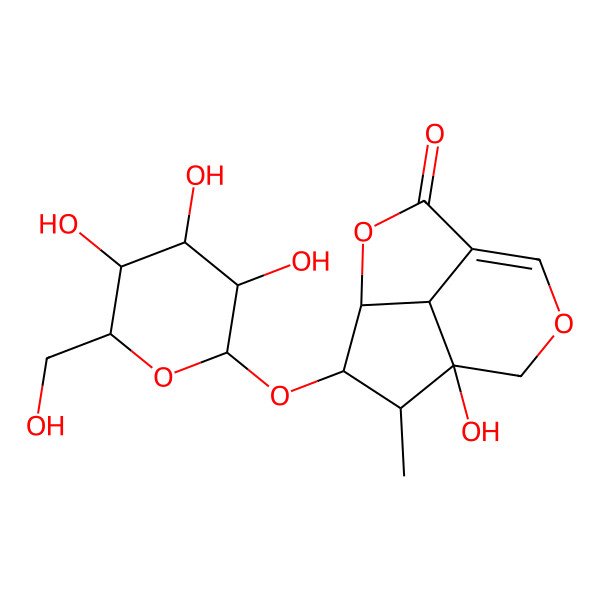 2D Structure of (4R,5S,6S,7S,11S)-7-hydroxy-6-methyl-5-[(2R,3R,4S,5S,6R)-3,4,5-trihydroxy-6-(hydroxymethyl)oxan-2-yl]oxy-3,9-dioxatricyclo[5.3.1.04,11]undec-1(10)-en-2-one