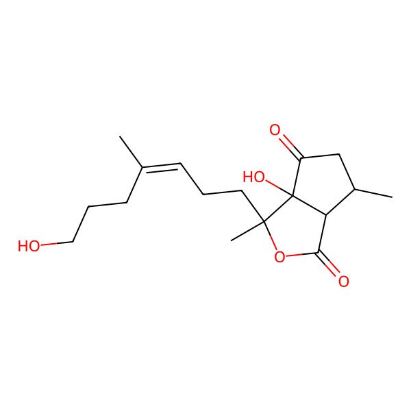 2D Structure of 3a-hydroxy-3-(7-hydroxy-4-methylhept-3-enyl)-3,6-dimethyl-6,6a-dihydro-5H-cyclopenta[c]furan-1,4-dione