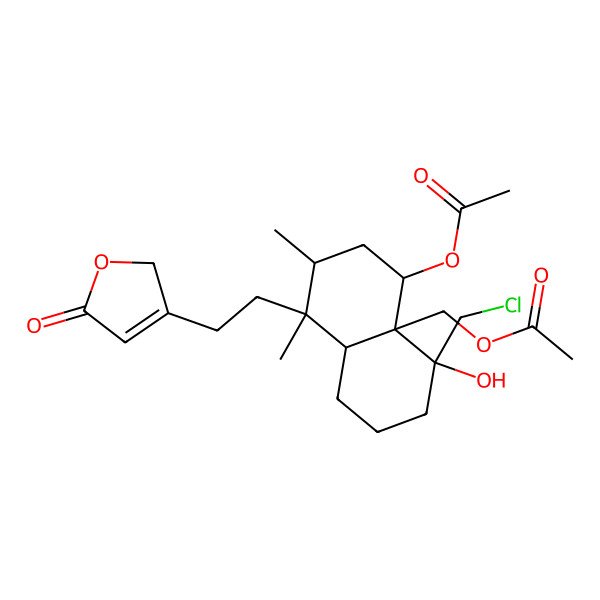 2D Structure of [(4R,4aR,5S,7R,8S,8aR)-5-acetyloxy-4-(chloromethyl)-4-hydroxy-7,8-dimethyl-8-[2-(5-oxo-2H-furan-3-yl)ethyl]-2,3,5,6,7,8a-hexahydro-1H-naphthalen-4a-yl]methyl acetate