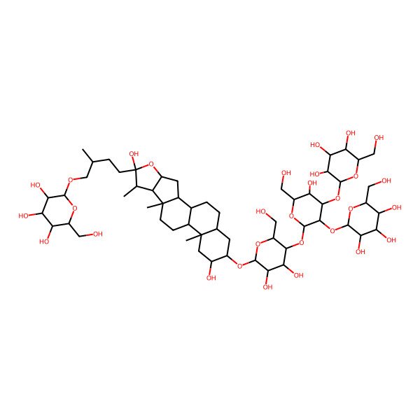 2D Structure of (2R,3R,4S,5R,6R)-2-[(2S)-4-[(1R,2S,4S,6R,7S,8R,9S,12S,13S,15R,16R,18S)-16-[(2R,3R,4R,5S,6R)-3,4-dihydroxy-5-[(2S,3R,4S,5R,6R)-5-hydroxy-6-(hydroxymethyl)-3,4-bis[[(2S,3R,4S,5R,6R)-3,4,5-trihydroxy-6-(hydroxymethyl)oxan-2-yl]oxy]oxan-2-yl]oxy-6-(hydroxymethyl)oxan-2-yl]oxy-6,15-dihydroxy-7,9,13-trimethyl-5-oxapentacyclo[10.8.0.02,9.04,8.013,18]icosan-6-yl]-2-methylbutoxy]-6-(hydroxymethyl)oxane-3,4,5-triol