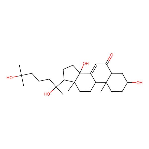 2D Structure of 17-(2,6-dihydroxy-6-methylheptan-2-yl)-3,14-dihydroxy-10,13-dimethyl-2,3,4,5,9,11,12,15,16,17-decahydro-1H-cyclopenta[a]phenanthren-6-one