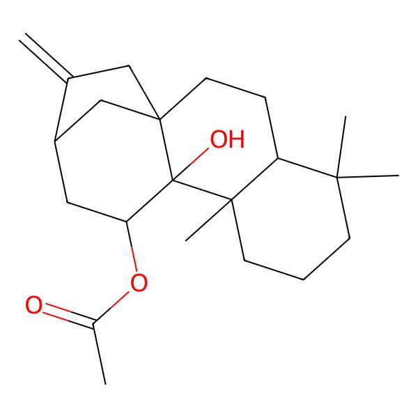2D Structure of [(1S,4R,9R,10S,11R,13S)-10-hydroxy-5,5,9-trimethyl-14-methylidene-11-tetracyclo[11.2.1.01,10.04,9]hexadecanyl] acetate