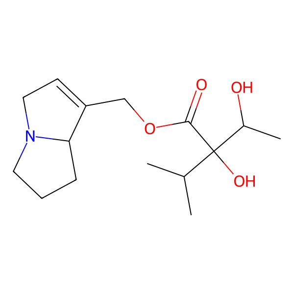 2D Structure of [(8S)-5,6,7,8-tetrahydro-3H-pyrrolizin-1-yl]methyl (2R)-2-hydroxy-2-[(1S)-1-hydroxyethyl]-3-methylbutanoate