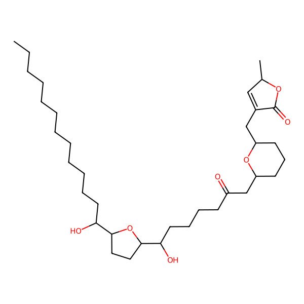 2D Structure of 4-[[6-[7-hydroxy-7-[5-(1-hydroxytridecyl)oxolan-2-yl]-2-oxoheptyl]oxan-2-yl]methyl]-2-methyl-2H-furan-5-one