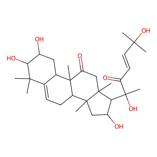 2D Structure of 17-(2,6-Dihydroxy-6-methyl-3-oxohept-4-en-2-yl)-2,3,16-trihydroxy-4,4,9,13,14-pentamethyl-1,2,3,7,8,10,12,15,16,17-decahydrocyclopenta[a]phenanthren-11-one