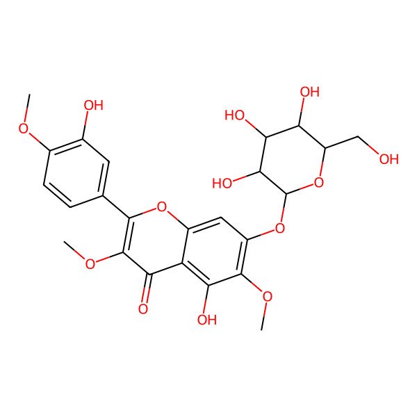 2D Structure of 5-Hydroxy-2-(3-hydroxy-4-methoxyphenyl)-3,6-dimethoxy-7-[3,4,5-trihydroxy-6-(hydroxymethyl)oxan-2-yl]oxychromen-4-one