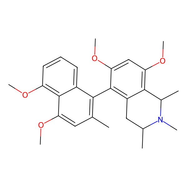 2D Structure of (1R,3S)-5-(4,5-dimethoxy-2-methylnaphthalen-1-yl)-6,8-dimethoxy-1,2,3-trimethyl-3,4-dihydro-1H-isoquinoline