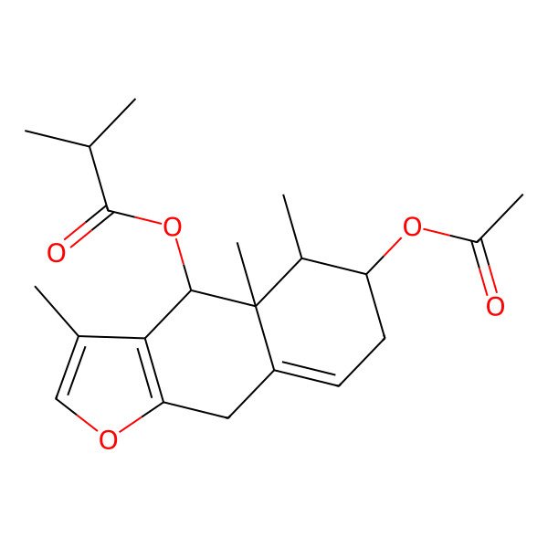 2D Structure of [(4S,4aR,5R,6S)-6-acetyloxy-3,4a,5-trimethyl-5,6,7,9-tetrahydro-4H-benzo[f][1]benzofuran-4-yl] 2-methylpropanoate
