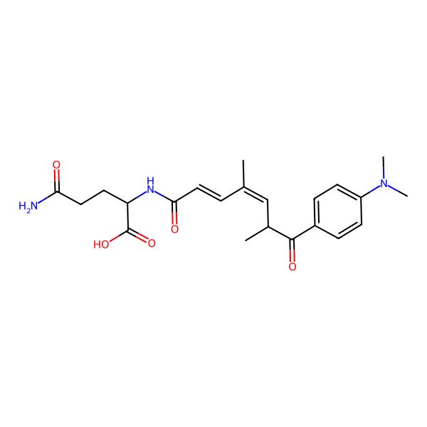 2D Structure of (+)-Upsilon-L-{N-(6R,2E,4E)-7-[4'-(dimethylamino)phenyl]-4,6-dimethyl-7-oxohepta-2,4-dienoyl}glutamine