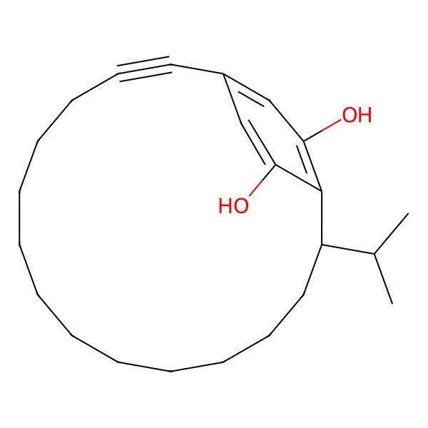 2D Structure of (15R)-15-propan-2-ylbicyclo[14.2.2]icosa-1(19),16(20),17-trien-2-yne-17,20-diol