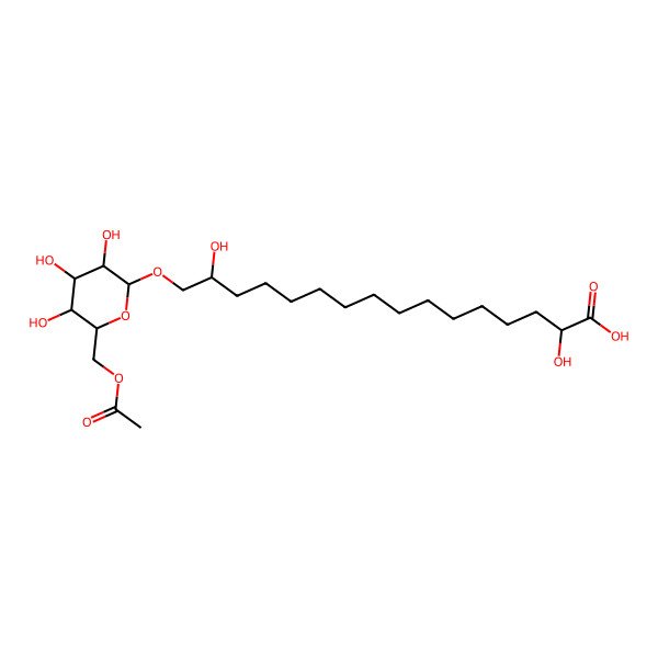 2D Structure of 16-[6-(Acetyloxymethyl)-3,4,5-trihydroxyoxan-2-yl]oxy-2,15-dihydroxyhexadecanoic acid