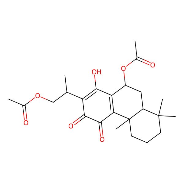 2D Structure of 2-[(4bS,8aR)-10-acetyloxy-1-hydroxy-4b,8,8-trimethyl-3,4-dioxo-5,6,7,8a,9,10-hexahydrophenanthren-2-yl]propyl acetate