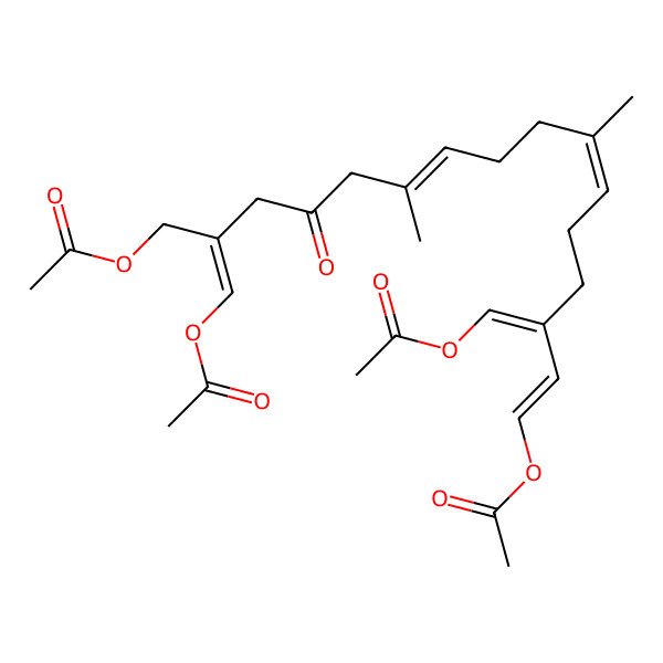 2D Structure of [16-Acetyloxy-2,14-bis(acetyloxymethylidene)-6,10-dimethyl-4-oxohexadeca-6,10,15-trienyl] acetate