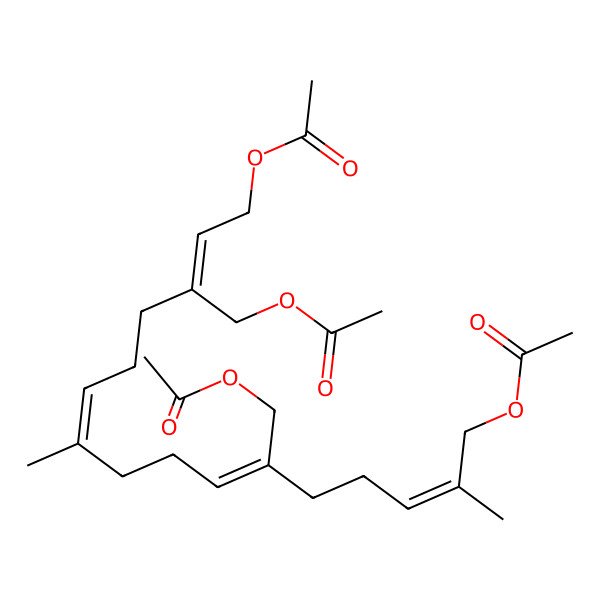 2D Structure of [16-Acetyloxy-3,11-bis(acetyloxymethyl)-7,15-dimethylhexadeca-2,6,10,14-tetraenyl] acetate