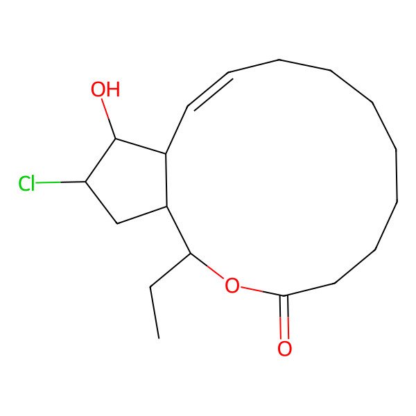2D Structure of 16-Chloro-2-ethyl-15-hydroxy-3-oxabicyclo[12.3.0]heptadec-12-en-4-one