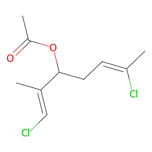 2D Structure of (1,6-Dichloro-2-methylhepta-1,5-dien-3-yl) acetate