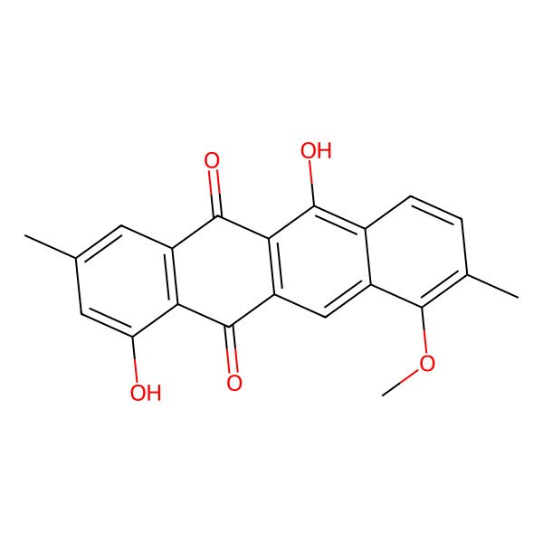 2D Structure of 1,6-Dihydroxy-10-methoxy-3,9-dimethyltetracene-5,12-dione